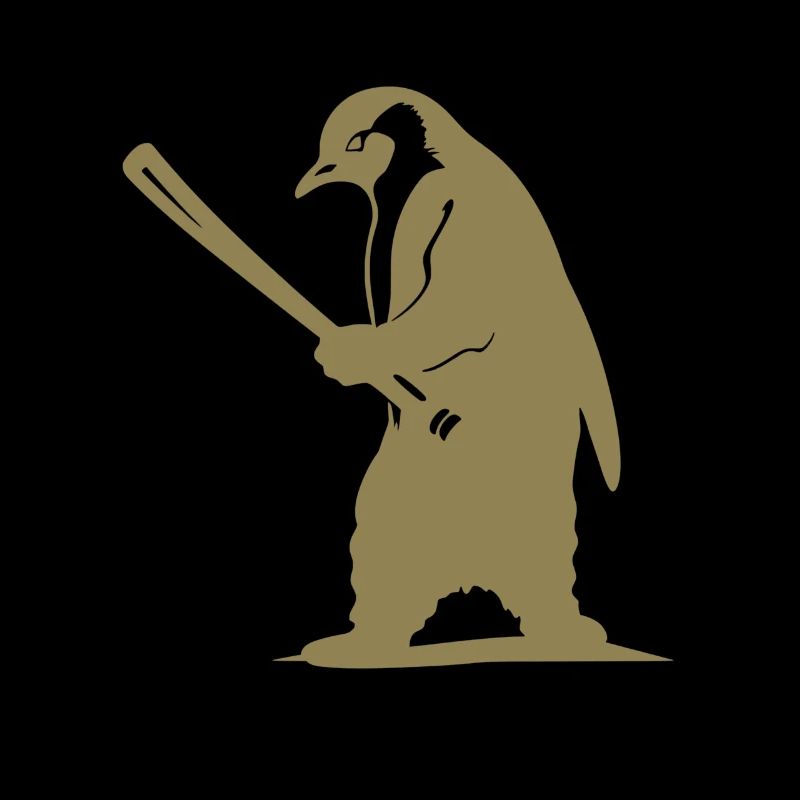 Penguin Baseball Player Silhouette