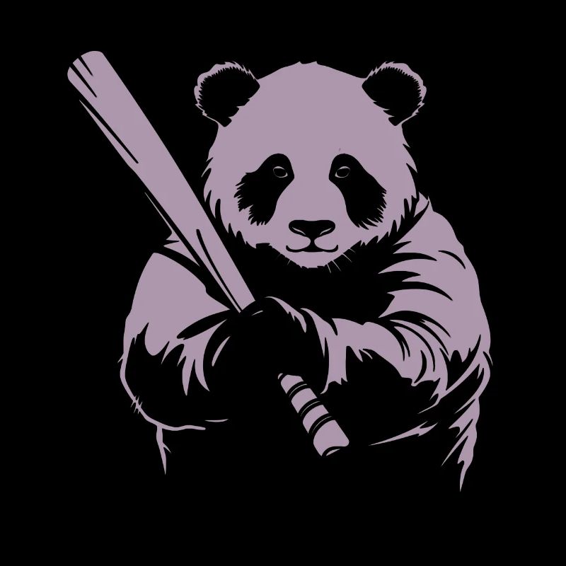 Minimalist Panda Baseball Player Silhouette -