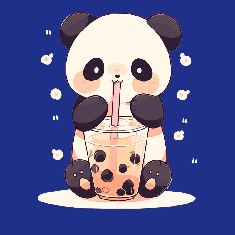 Kawaii Panda boit Boba Bubble Tea Chibi