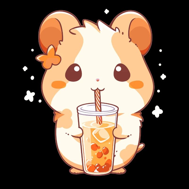 Kawaii Hamster trinkt Boba Bubble Tea Chibi