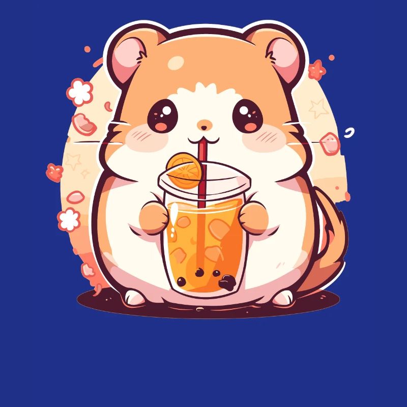 Kawaii Hamster Drinks Boba Bubble Tea Chibi