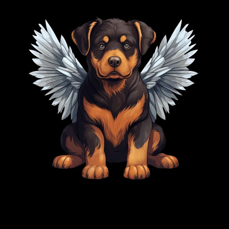 Rottweiler mignon au look d’ange de dessin animé avec des ailes