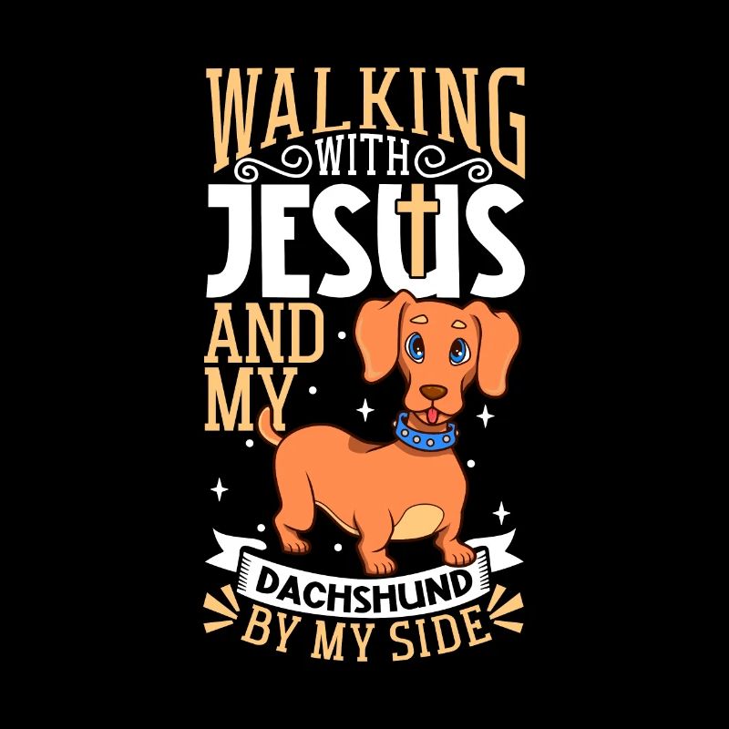 Jésus et chien - Teckel