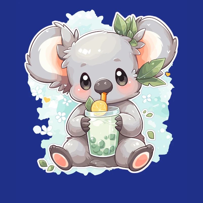 Kawaii Koala Drinks Boba Bubble Tea Chibi