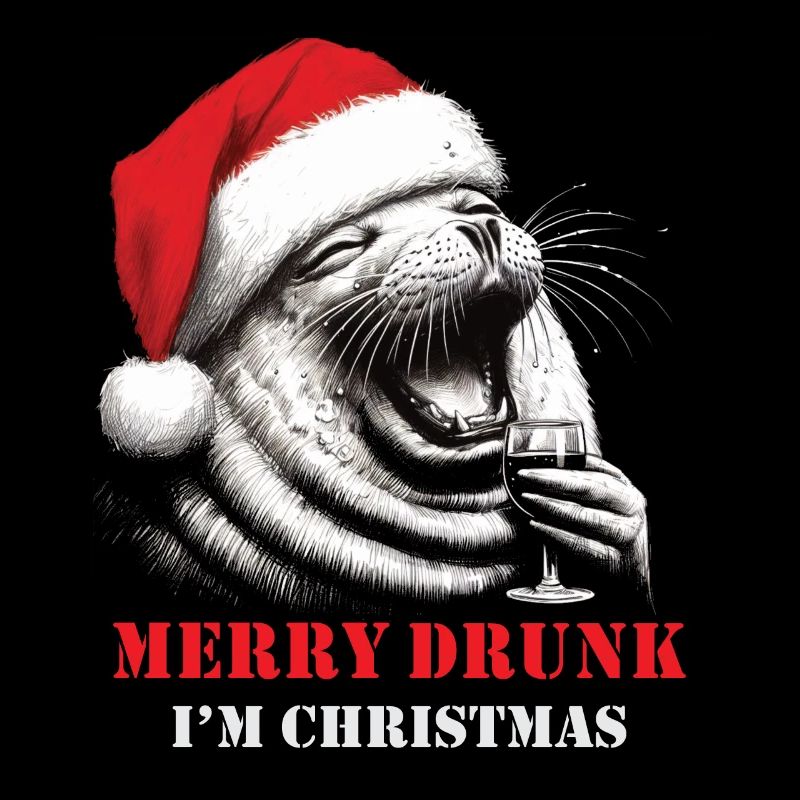 Merry Drunk I'm Christmas Wein Spruch Weihnachten
