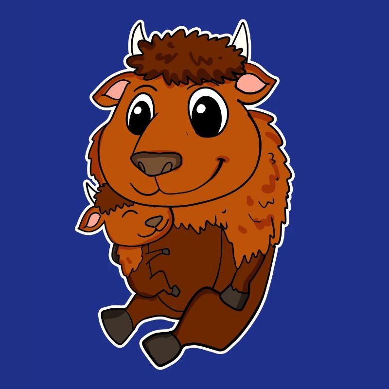 Famille de bisons - Bison avec bébé