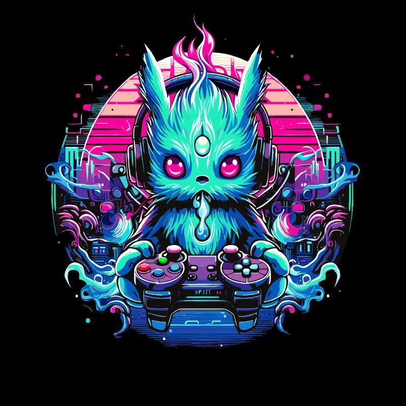 Synthwave Gamer Gaming Alien