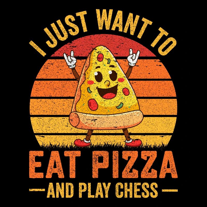 Manger de la pizza et jouer aux échecs - Pizza Tshirt
