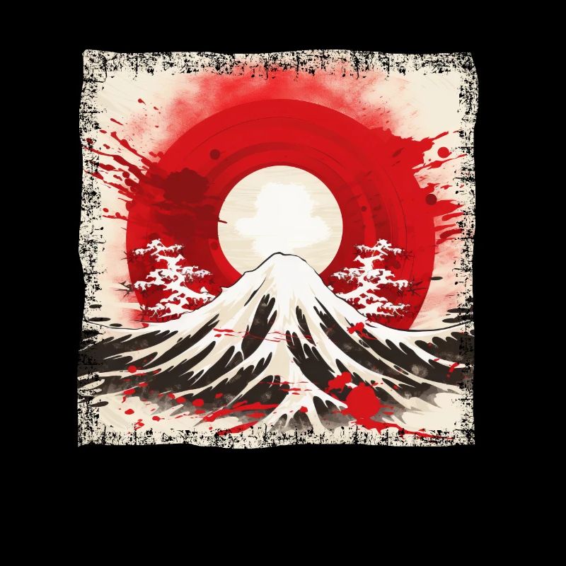 Montagnes de Kyoto : drapeau, volcan et lune de sang