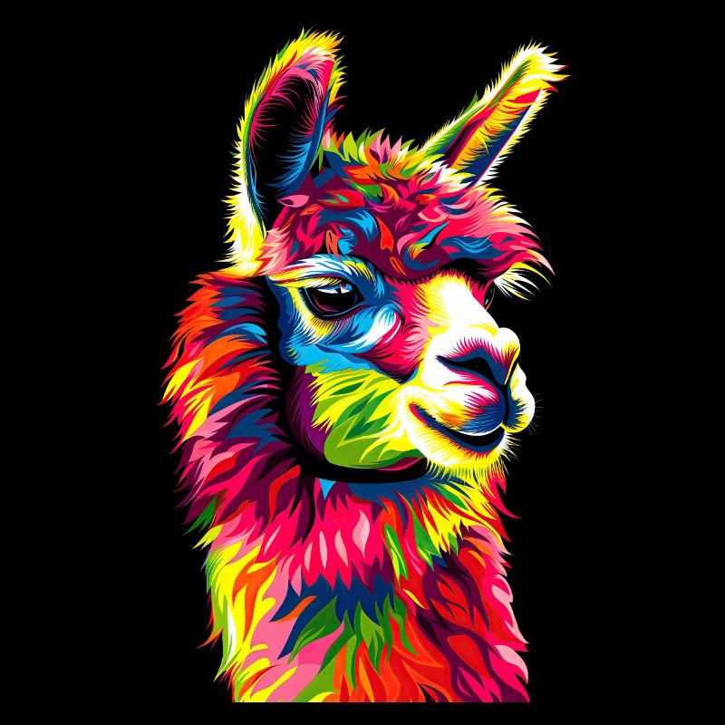 Alpaka Pop Art Bunte Farben Lama Regenbogen Alpaka