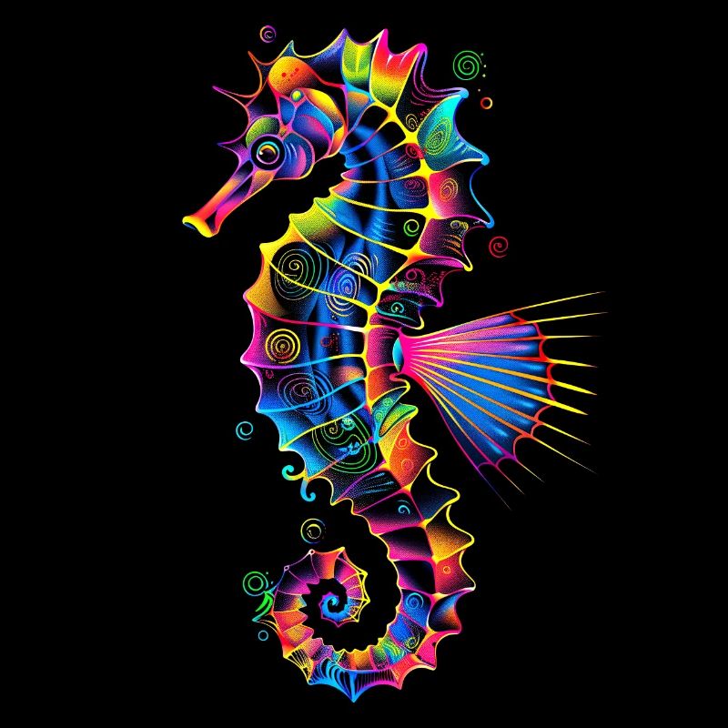 Hippocampe Pop Art Aquariophile coloré Hippocampe mignon