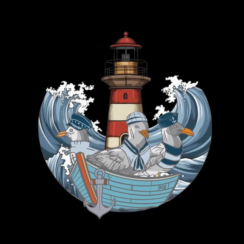 Mouettes Bateau Navigation Phare Vagues Mer