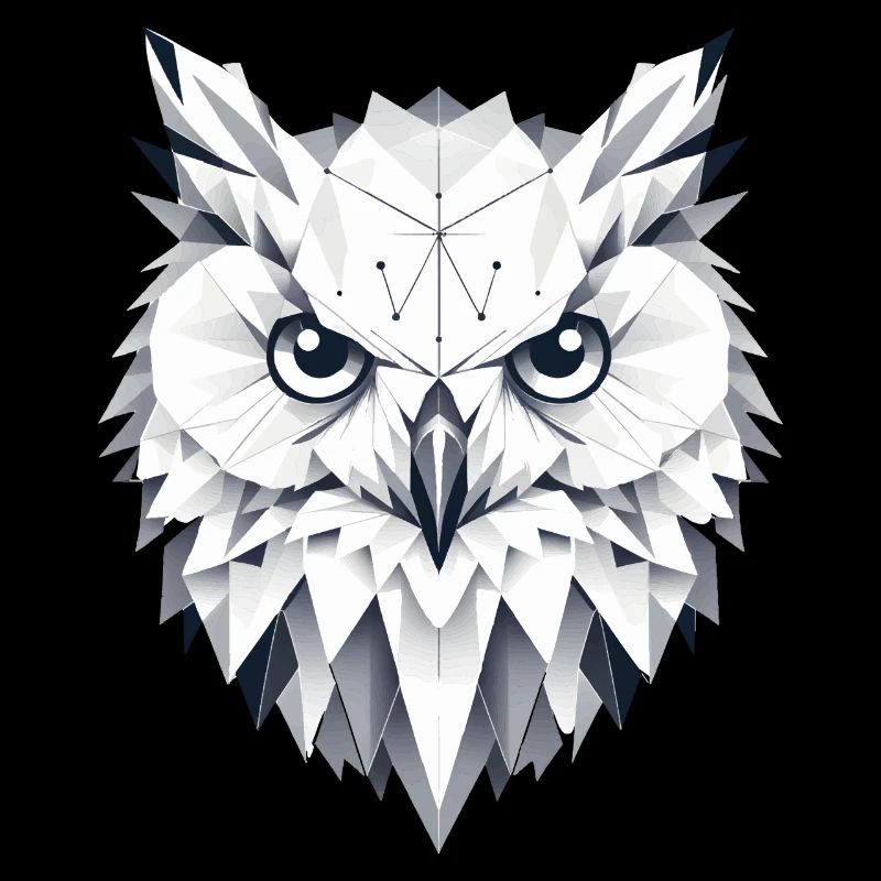 Geometric Snow Owl Polygons Motif