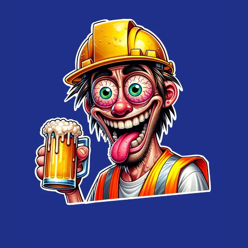 Construction Worker Beer Drunk Funny