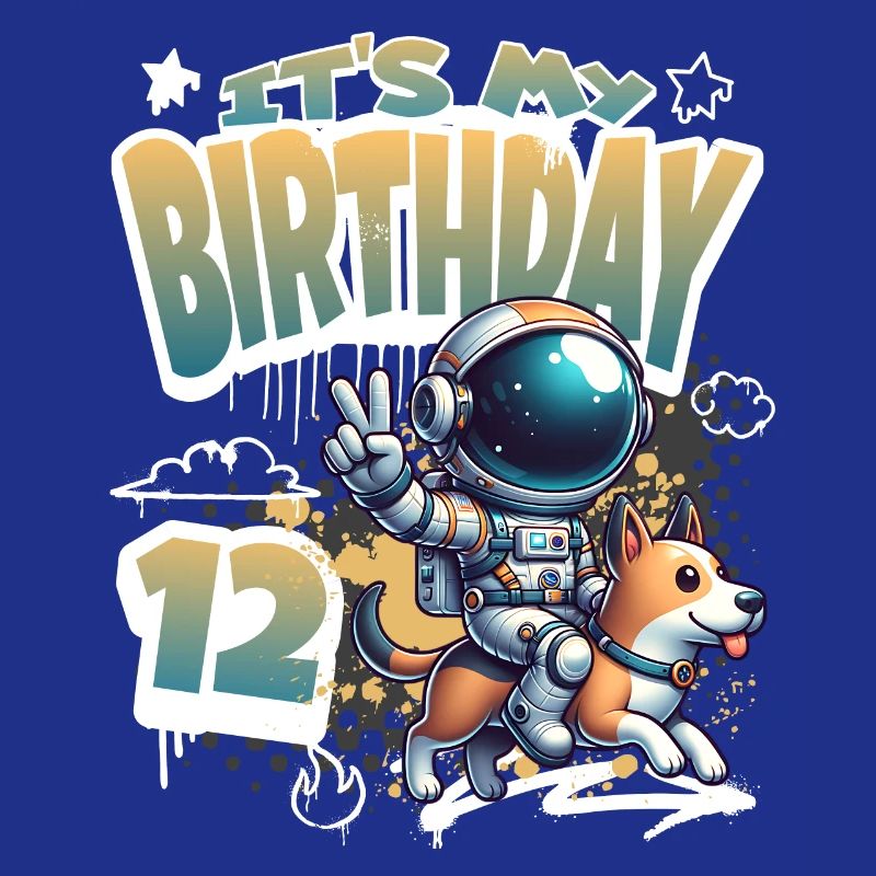 Astronaute 12e anniversaire Chien de l'espace drôle
