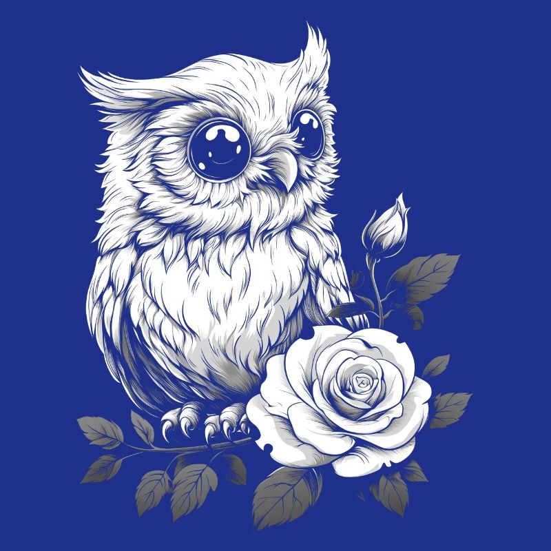 Nachteule Rose Blumen Ästhetik Eule Vogel Geschenk