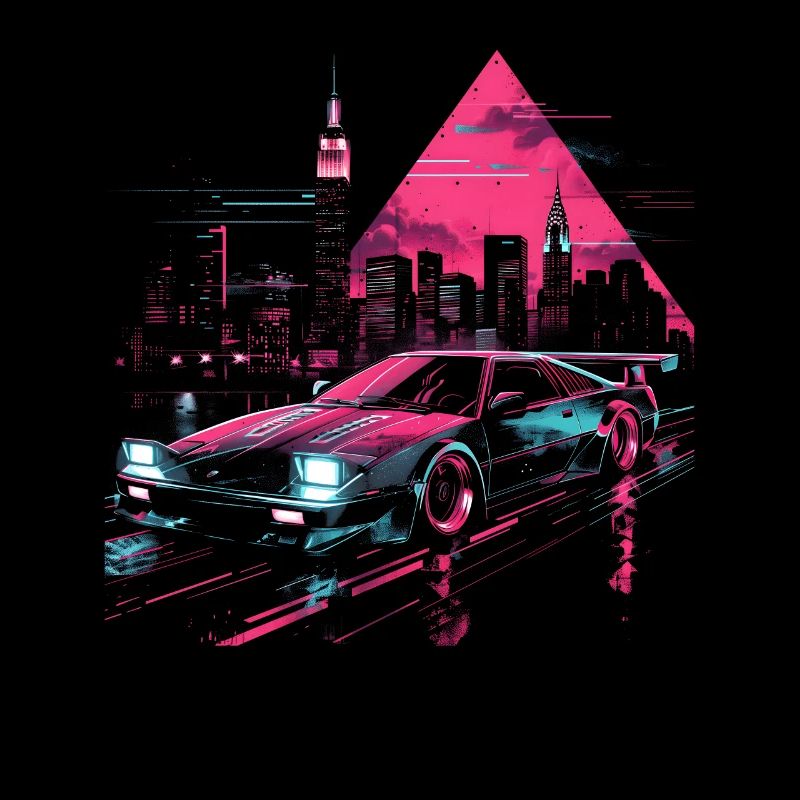 Synthwave Retro Car City Vaporwave 80s 90s