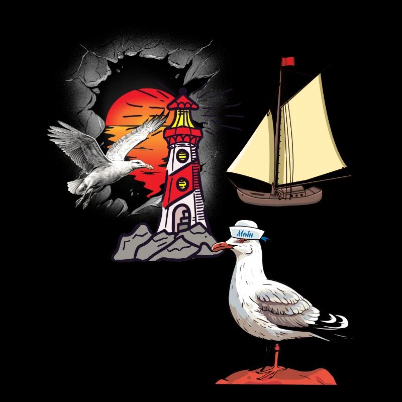 maritim Möwe Möwen Leuchtturm Segelschiff Schiff