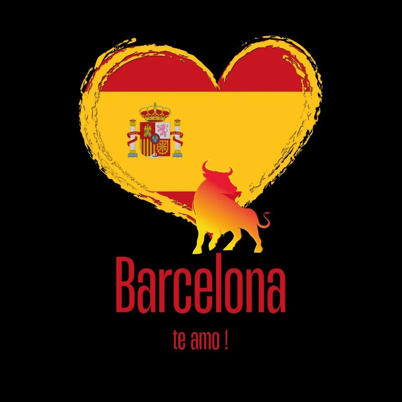 Barcelone Espagne Drapeau Coeur avec Taureau Te Amo