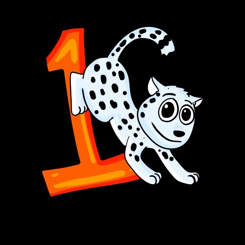 Zahl 1 Nummer Eins - Schneeleopard Motiv