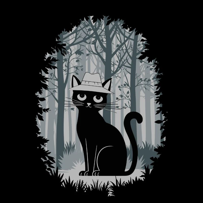 Cottagecore Chat dans les bois avec chapeau
