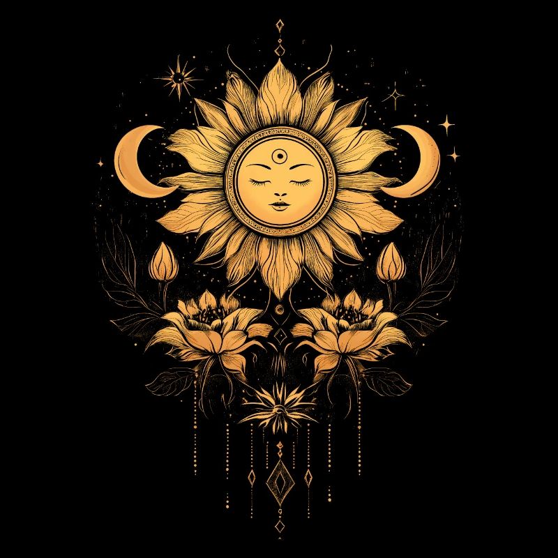 Bohemian Sonne Boho Mond Blumen Blüten Geschenk