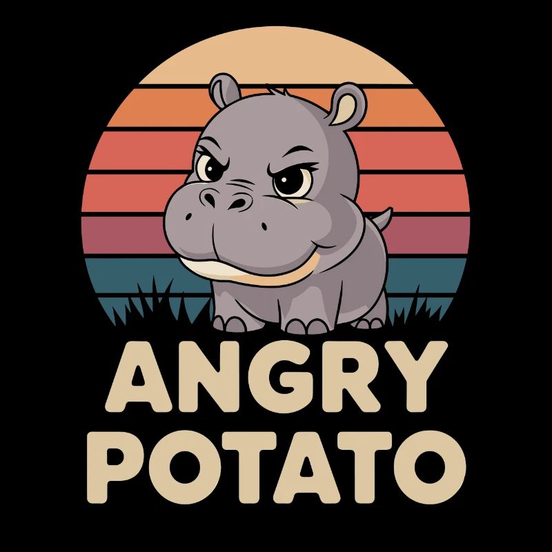 Moo Deng Funny Hippo Angry Potato