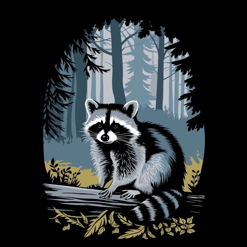 Raccoon in Cottagecore Forest