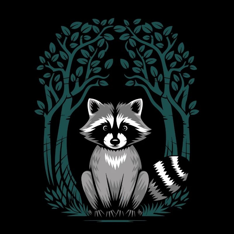 Illustration de chien raton laveur de style cottagecore