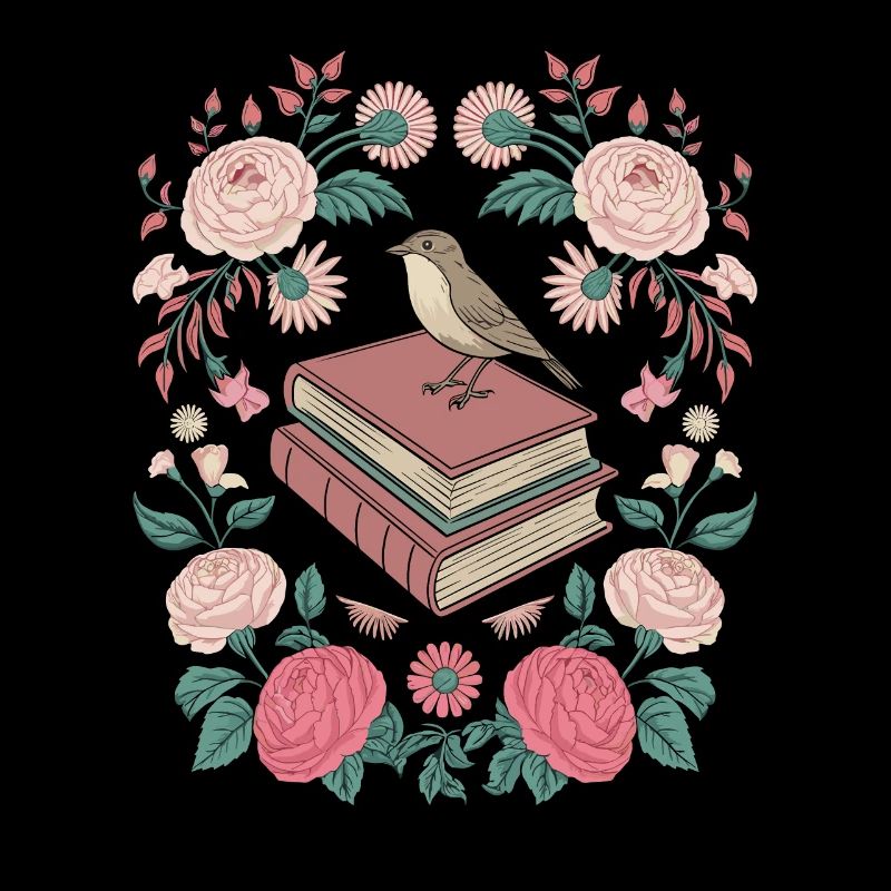 Cottagecore Bücher Vogel Blumen Romantik