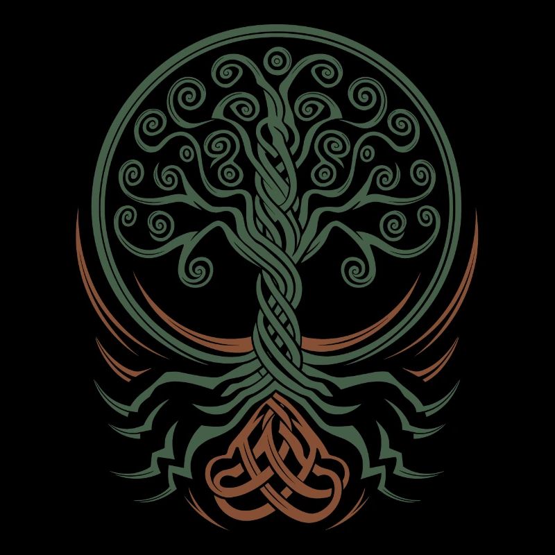 Neo-Celtic Tree of Life with Interwoven Roots