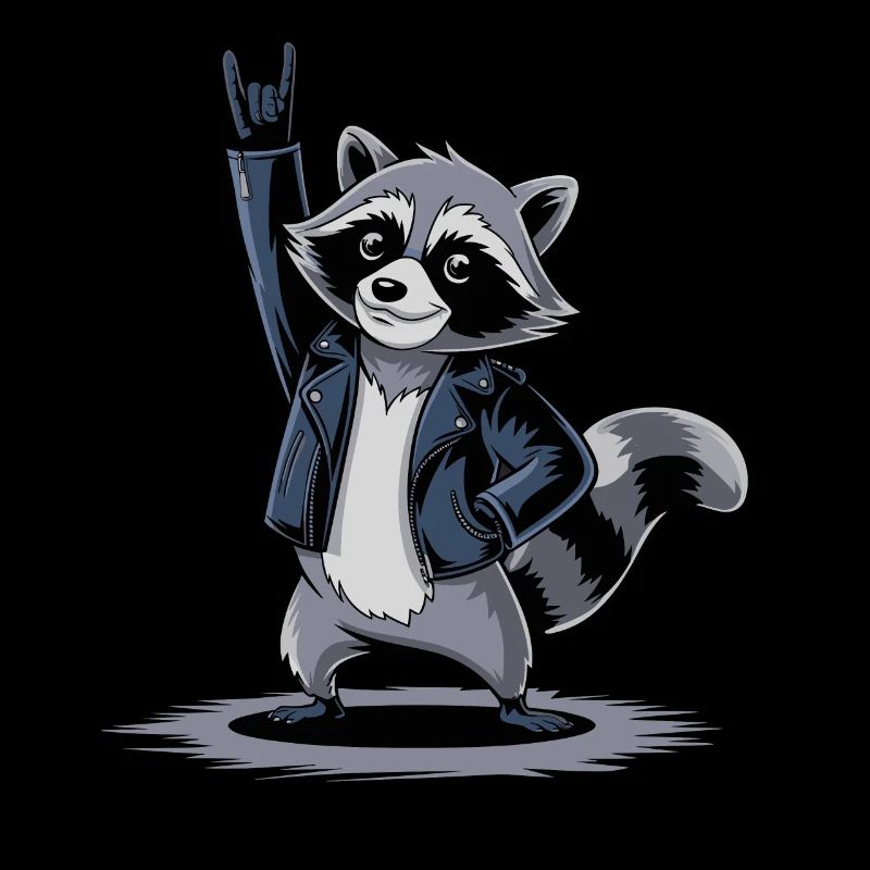 Rocking raccoon with leather jacket and cool vibes