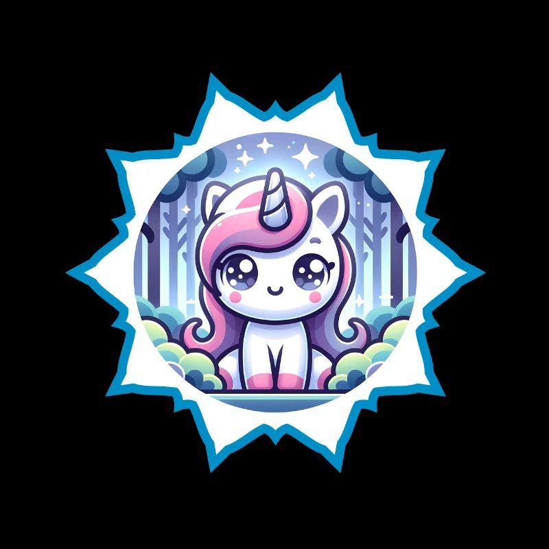 Licorne mignonne dans la forêt avec des étoiles