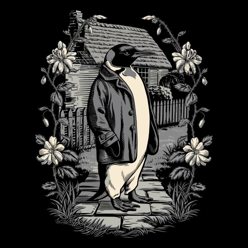 Dark Cottagecore Aesthetic with Elegant Penguin