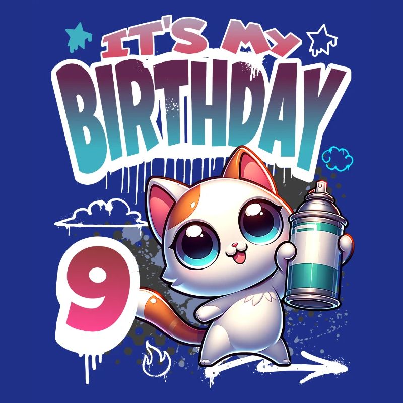 9th Birthday Cat Graffiti