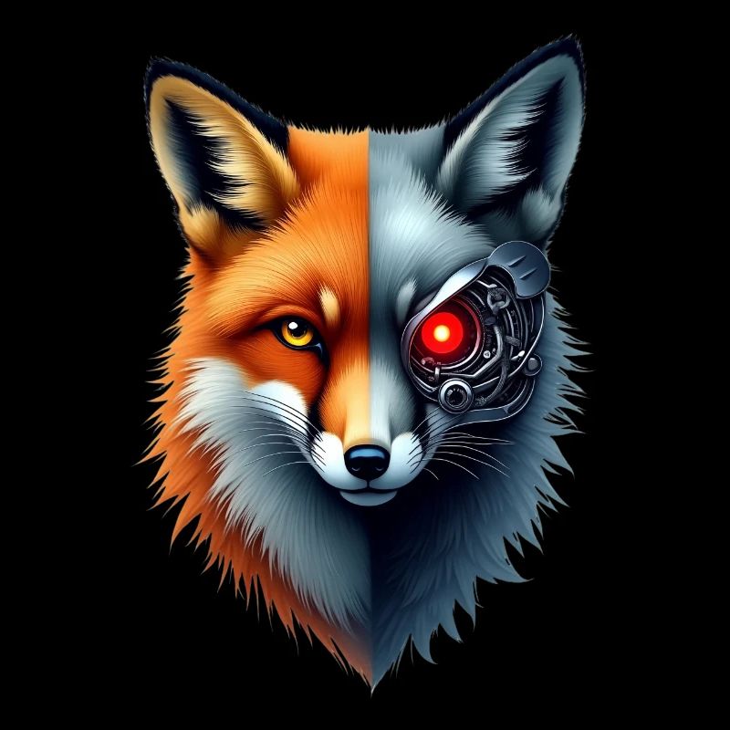 Lustiger Roboter Fuchs Cyborg Tier Fox Süßer Fuchs