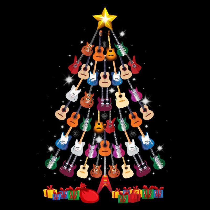 Guitar Christmas Tree Funny Guitarist Merry Xmas