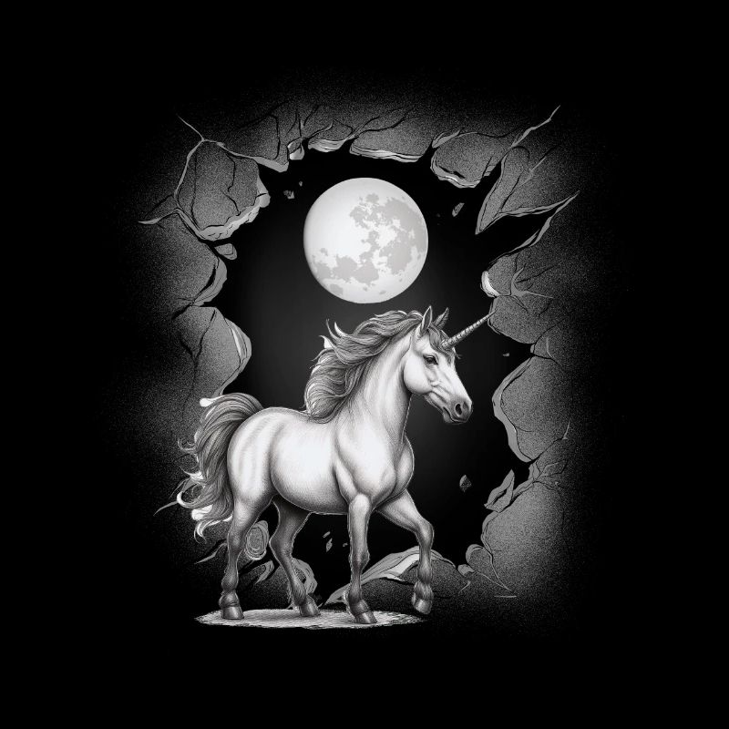 Fabelwesen Pferd Pferde Einhorn Einhörner Mond