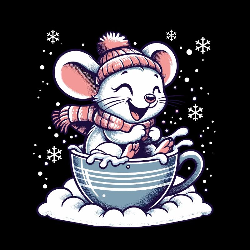 Cute Mouse Rides Sled in Snow Funny