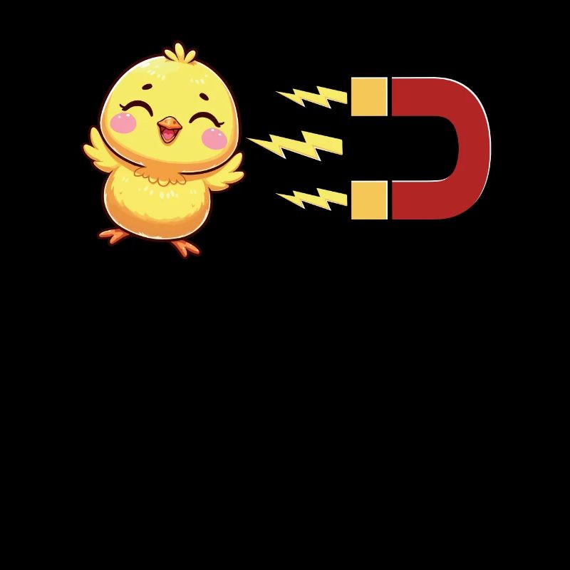 Cute chick with magnet: chick attraction