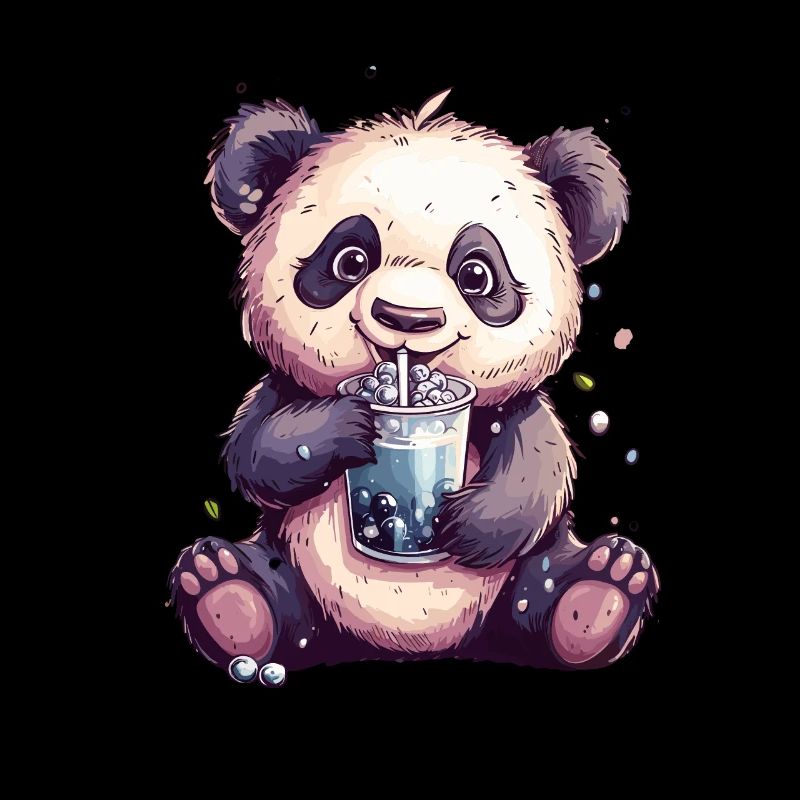 Niedlicher Panda mit Tee