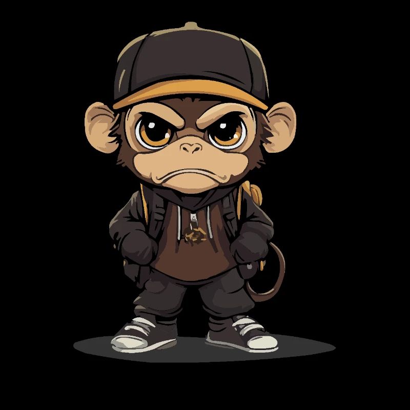 Singe cool avec casquette de baseball et sweat à capuche pour
