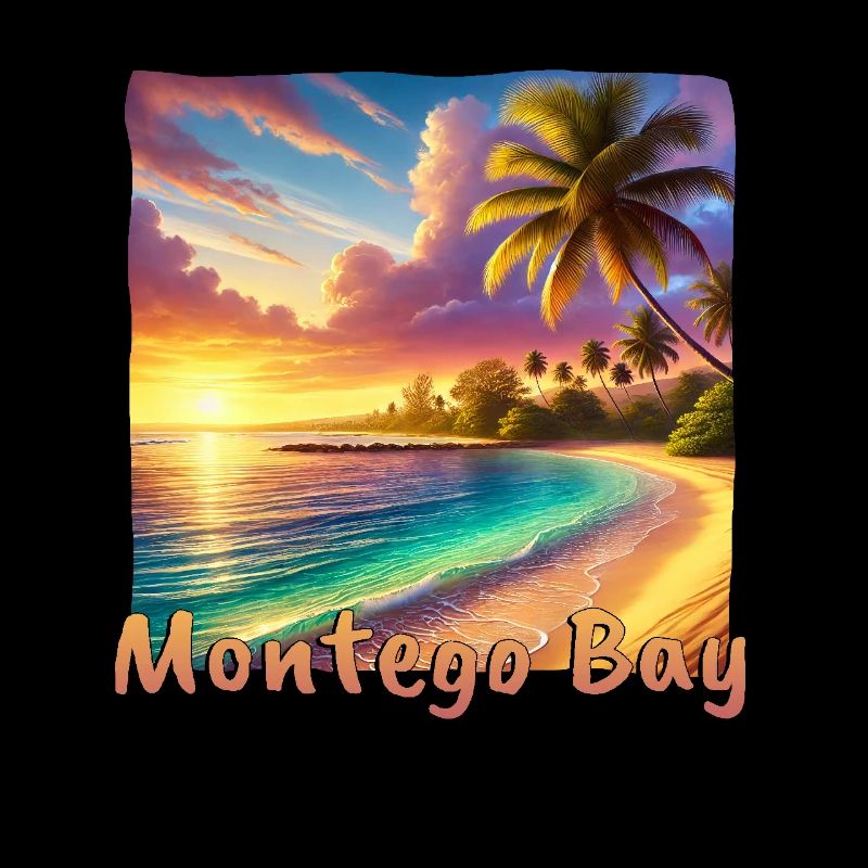 Sunset Montego Bay Palm Trees Beach