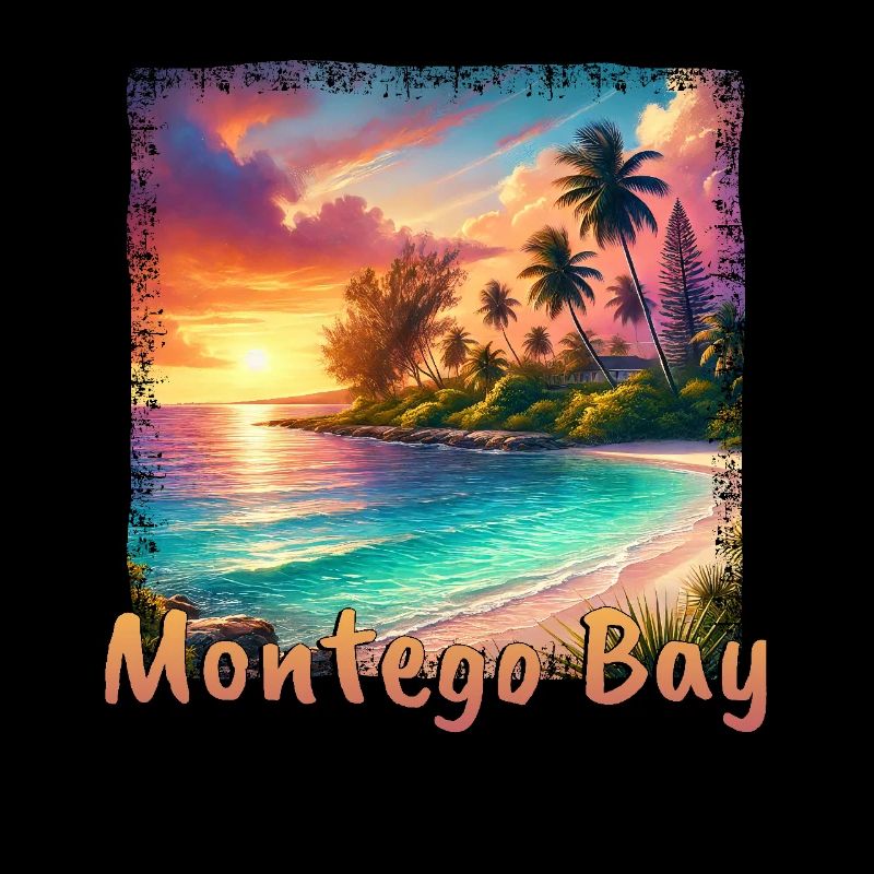 Jamaica Sunset Beach Grunge Design