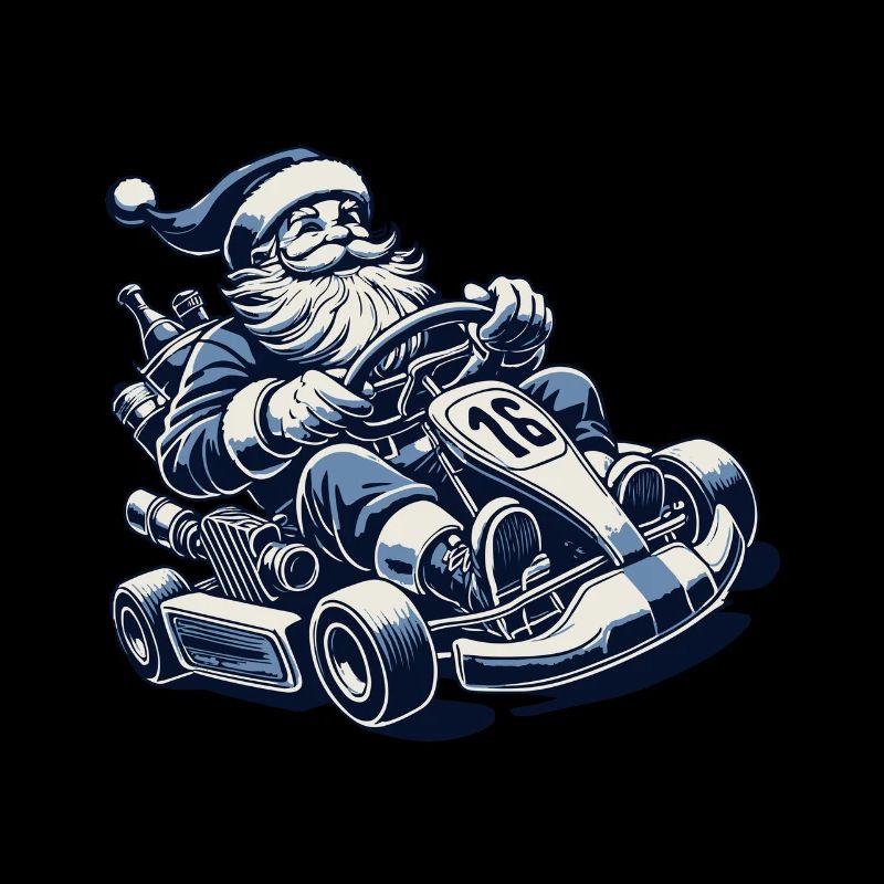 Weihnachtsmann Go-Kart Retro Stil