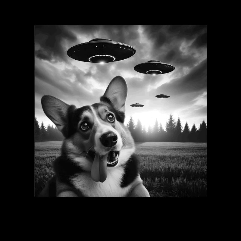 Pembroke Welsh Corgi Funny Selfie avec des OVNI Bizarre