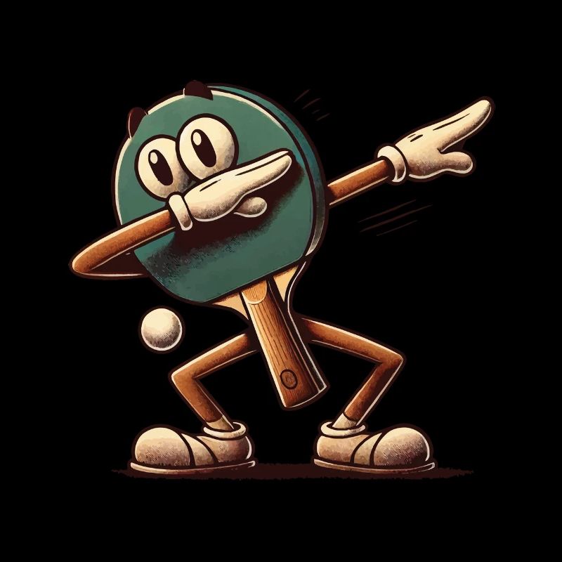 Dabbing Table Tennis Racket Cartoon Funny