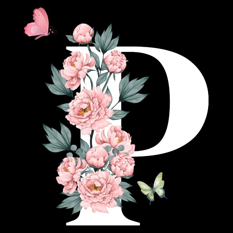 Lettre p fleurs rose