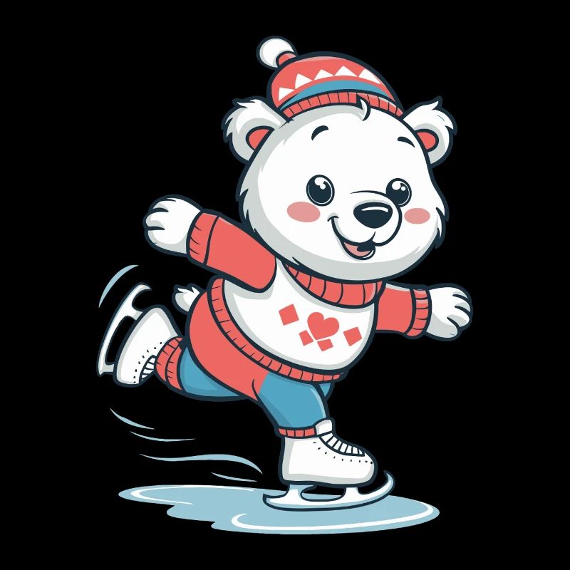 Cute polar bear skating