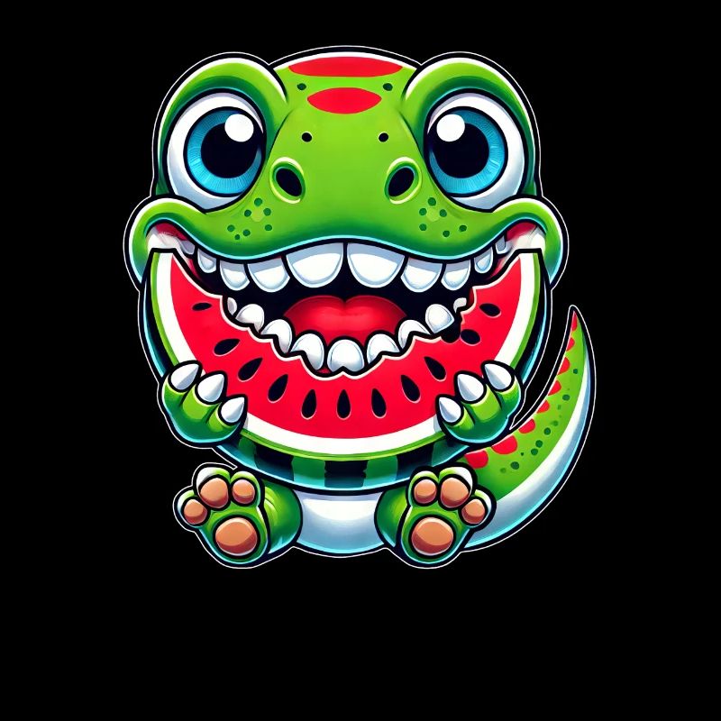 Mignon Dino T-Rex Dessin animé Pastèque Été